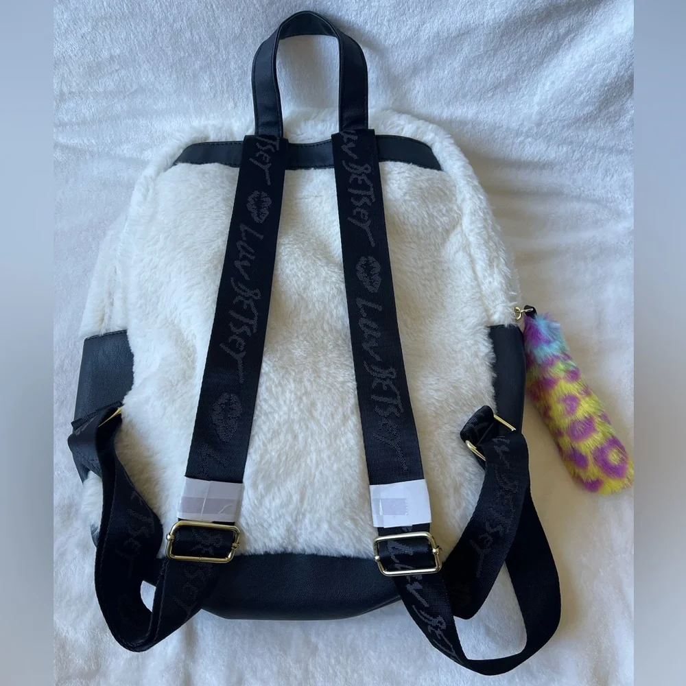 Betsey Johnson Hooded Unicorn Backpack Faux Fur New Whimsical